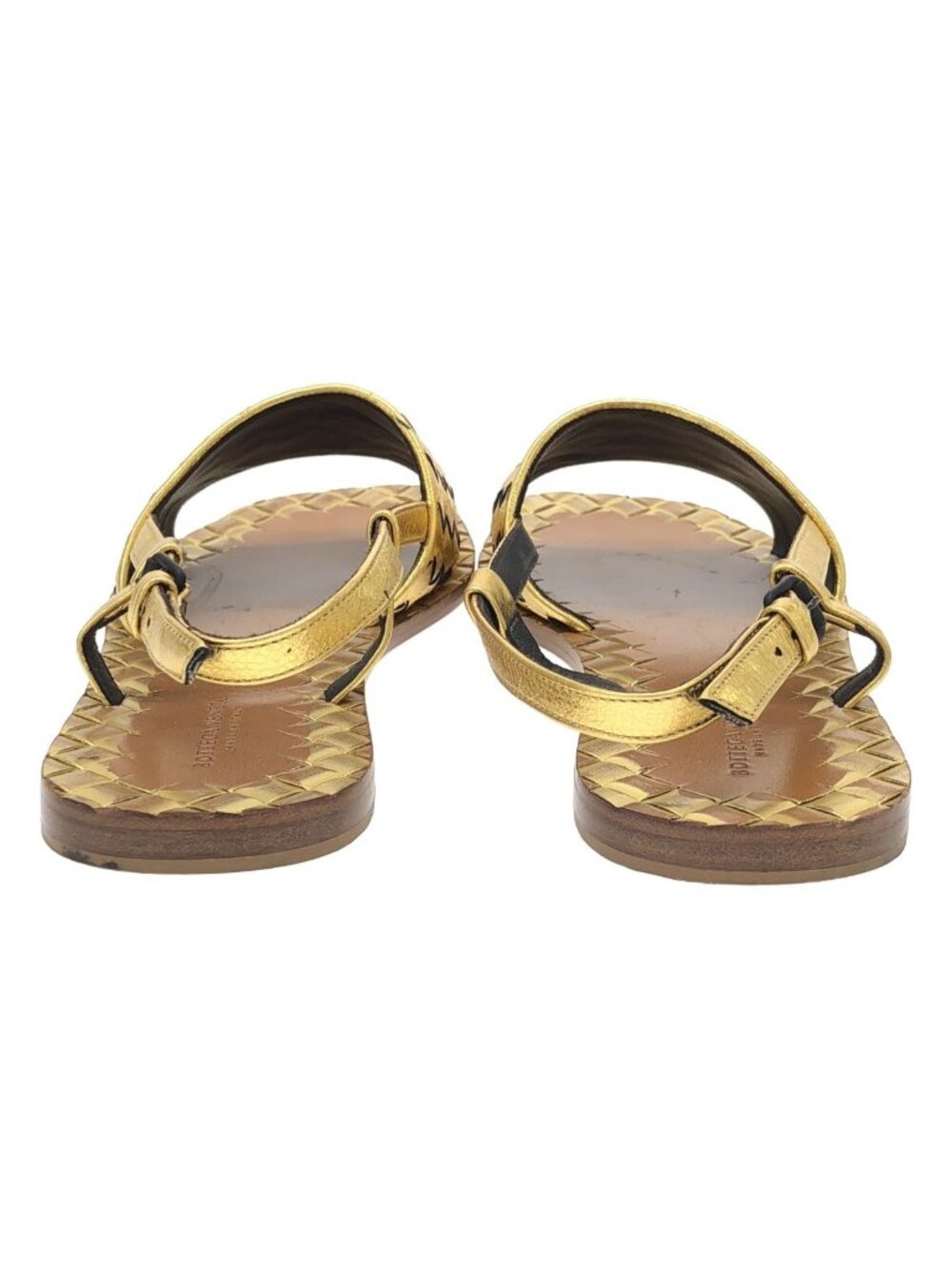 Bottega Veneta Intrecha Tostrap Sandals Gold - Picture 3 of 7